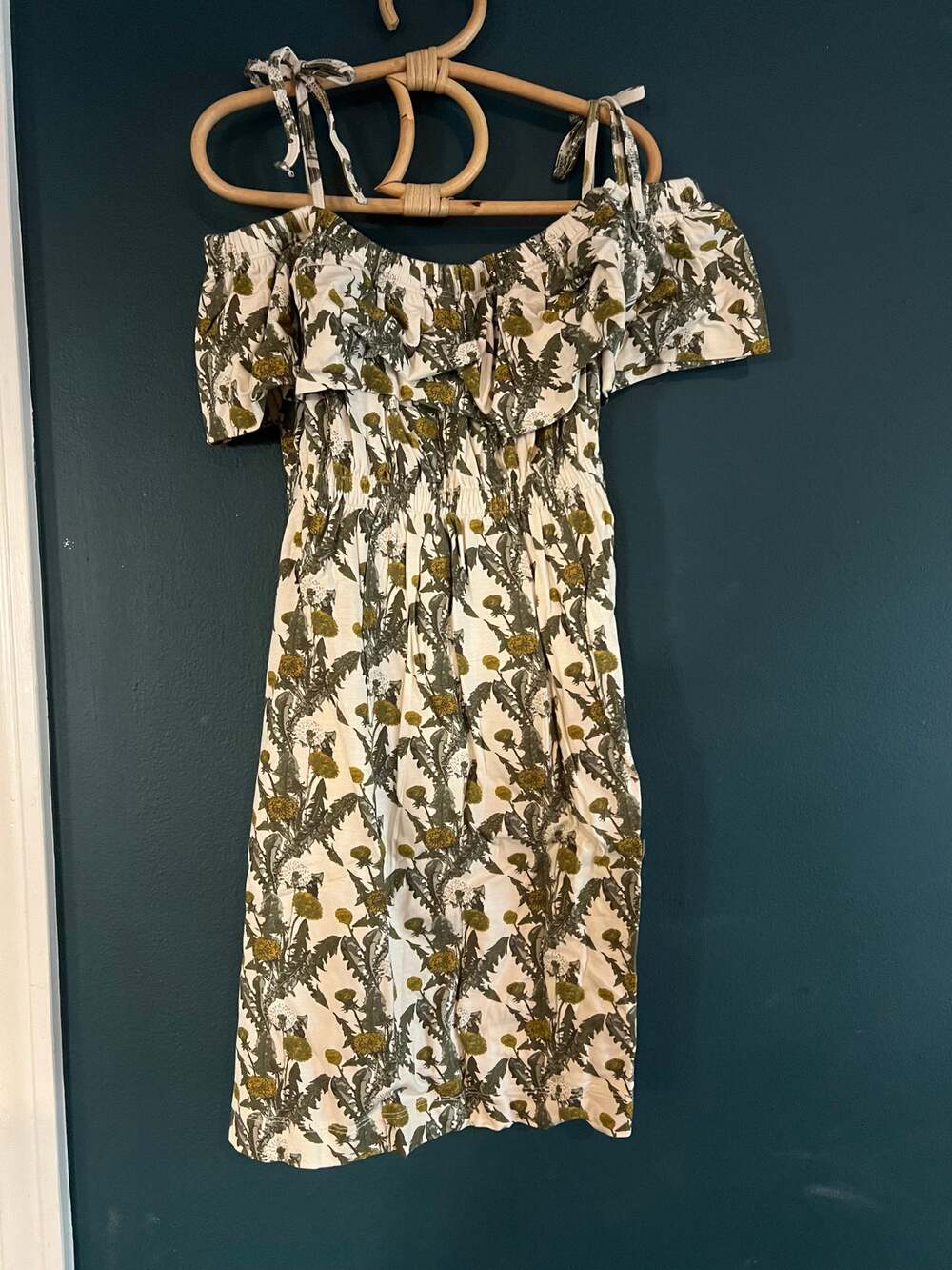 NWT Kate Quinn Woods Off Shoulder Ruffle Ruffle Dress in Dandelion Sz 8y Modal
